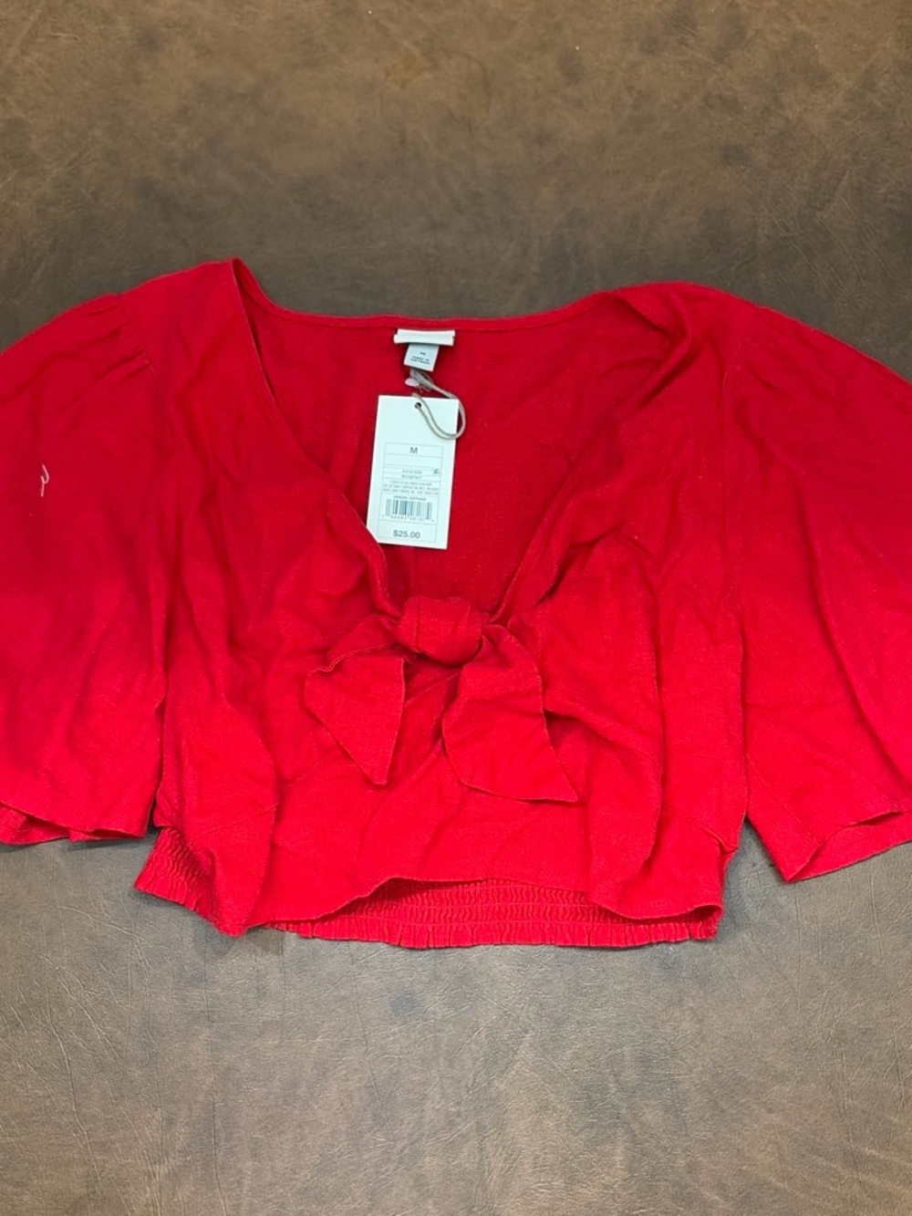 NWT Red Tie-Front Crop Top